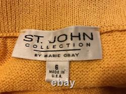 Collection St. John Santana Tricot Femme Ensemble 2 Pièces Veste Jaune et Jupe
