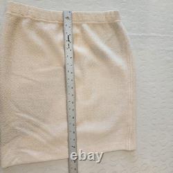 Collection St. John Taille 8 Haut en Tricot Creme Santana et Ensemble Jupe Luxe Silencieux Élégant