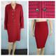 Collection St. John Tricot Rouge Long Veste Jupe Xl 14 16 Costume 2 Pièces Boutons Poches