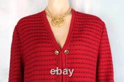 Collection St. John Tricot Rouge Long Veste Jupe XL 14 16 Costume 2 pièces Boutons Poches