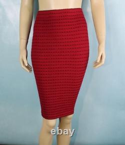 Collection St. John Tricot Veste Longue Rouge Jupe XL 14 16 Ensemble 2 pièces Boutons Poches