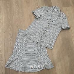 Collection St John USA Ensemble Tricot Beige Tan 2 pièces Chemise & Jupe Taille 16/12