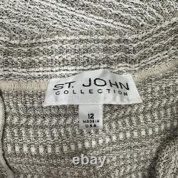 Collection St John USA Ensemble Tricot Beige Tan 2 pièces Chemise & Jupe Taille 16/12