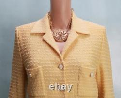Collection St John Veste Jupe Jaune Blanche Taille M L 8 10 Boutons Poches