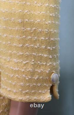 Collection St John Veste Jupe Jaune Blanche Taille M L 8 10 Boutons Poches