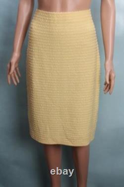Collection St John Veste Jupe Jaune Blanche Taille M L 8 10 Boutons Poches