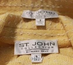 Collection St John Veste Jupe Jaune Blanche Taille M L 8 10 Boutons Poches