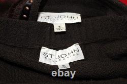 Collection St. John Veste Marron Jupe Taille L 10 8 Ensemble 2 pièces Boutons Clous Bord en Fourrure