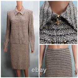 Collection St John Veste et jupe noir et blanc XL taille 16 14 ensemble 2 pièces argenté scintillant