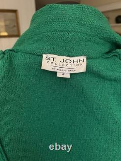 Collection St. John Veste zippée complète vert Kelly ornée et pantalon bleu marine