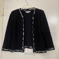 Collection St. John ensemble de 2 pièces, veste en tweed, débardeur en soie, motif léopard taille 6