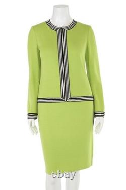 Collection St. John ensemble jupe 2 pièces taille 8/S vert vif/veste et jupe noire