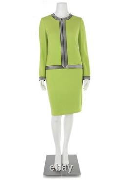 Collection St. John ensemble jupe 2 pièces taille 8/S vert vif/veste et jupe noire