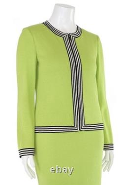 Collection St. John ensemble jupe 2 pièces taille 8/S vert vif/veste et jupe noire