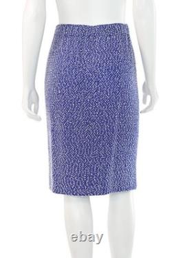 Collection St. John ensemble veste et jupe 2 pièces en tweed bleu/blanc taille 4/6