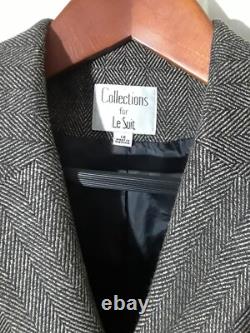 Collections pour LeSuit Veste mi-longue en noir et blanc à chevrons en 2 pièces avec