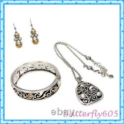 Collier Brighton Adara, bracelet, boucles d'oreilles, set à deux tons, pochette, retiré.