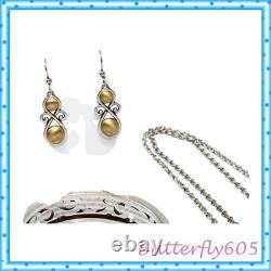 Collier Brighton Adara, bracelet, boucles d'oreilles, set à deux tons, pochette, retiré.