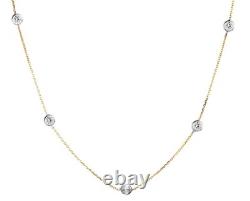 Collier diamant serti clos de 7,00 ct au mètre en or bicolore 14 carats, longueur 18 pouces