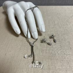 Collier et boucle d'oreilles pendantes en cristal Swarovski en forme de goutte double