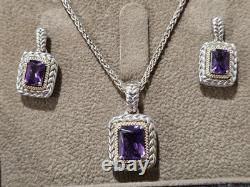 Colore SG. 925 et ensemble de collier et boucles d'oreilles en améthyste bicolore en or 18Kt avec boîte
