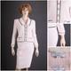 Costume 2 Pi&egrave;ces En Maille Textur&eacute;e St. John, Veste + Jupe, Taille 6, Rose/blanc, Chic