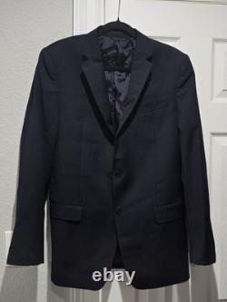 Costume Versace Collection 40R W34 100 % laine noir uni 2 pièces avec cravate Giorgio Armani