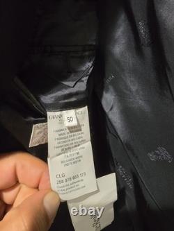 Costume Versace Collection 40R W34 100 % laine noir uni 2 pièces avec cravate Giorgio Armani