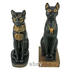 Design Toscano Égyptienne Cat Déesse Bastet Statues Ensemble De Deux