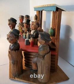 Deux Décors De Bar Anri Vintagewood Figurines Sculptéesbar Ware