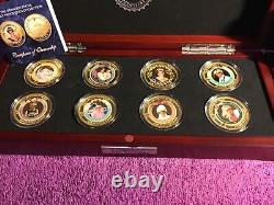 Deux Princess Diana Legacy Gold Proof Coin Collection 24k Or Plaqué 8 Pièces