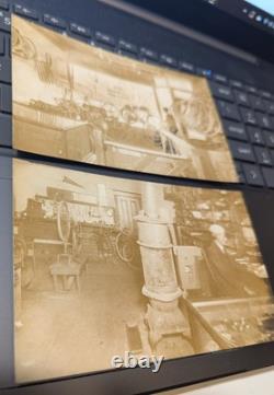 Deux cartes postales photographiques réelles, intérieur d’un magasin de motos et vélos, Minneapolis, MN, RPPC N335