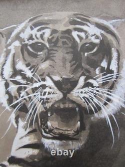 Deux frappantes peintures antiques de tigres vers 1904