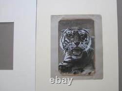 Deux frappantes peintures antiques de tigres vers 1904