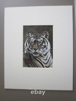 Deux frappantes peintures antiques de tigres vers 1904
