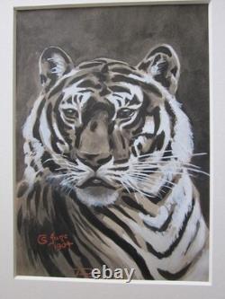 Deux frappantes peintures antiques de tigres vers 1904