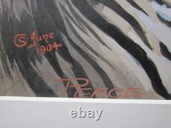 Deux frappantes peintures antiques de tigres vers 1904