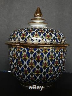 Domaine Intricate Benjarong Assortis Porcelaine Lidded Jars Conteneurs Ensemble De Deux