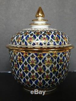 Domaine Intricate Benjarong Assortis Porcelaine Lidded Jars Conteneurs Ensemble De Deux