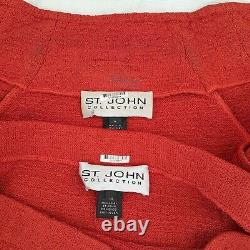 Éblouissante collection St John ensemble tricoté veste orange rouille taille jupe (10) veste (6)