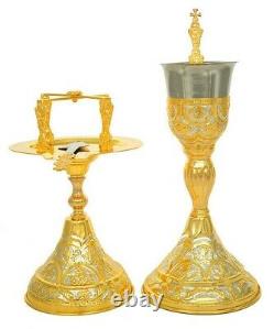 Ensemble De Chalice (5 Articles) Sainte Communion Russe Deux Couleurs 31 CM / 13,5 Oz