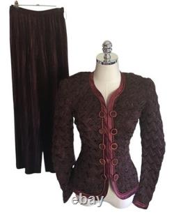 Ensemble Haut Pantalon Vintage Jeanne Marc Taille 2P Petite Marron Foncé
