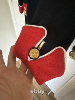 Ensemble Jupe Tricot Noir Rouge Santana Collection ST JOHN 2 pièces Bouton Doré Taille 12