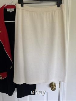 Ensemble Jupe Tricot Noir Rouge Santana Collection ST JOHN 2 pièces Bouton Doré Taille 12