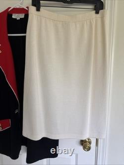 Ensemble Jupe Tricot Noir Rouge Santana Collection ST JOHN 2 pièces Bouton Doré Taille 12