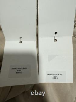 Ensemble MISHA Collection Dana Top en Suède et Pantalons Panette en Buff, Taille US 8, Neuf avec Étiquettes