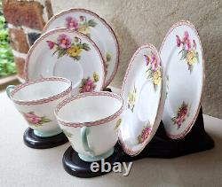 Ensemble à thé pour deux Vintage Shelley Begonia 13521 en porcelaine fine des années 1950