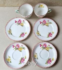 Ensemble à thé pour deux Vintage Shelley Begonia 13521 en porcelaine fine des années 1950