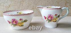 Ensemble à thé pour deux Vintage Shelley Begonia 13521 en porcelaine fine des années 1950