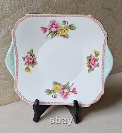 Ensemble à thé pour deux Vintage Shelley Begonia 13521 en porcelaine fine des années 1950